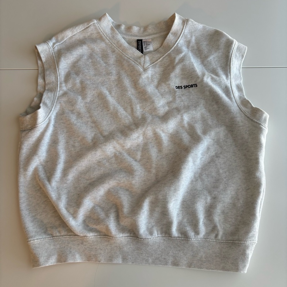 H&M Cream V-Neck Sweatshirt Vest
